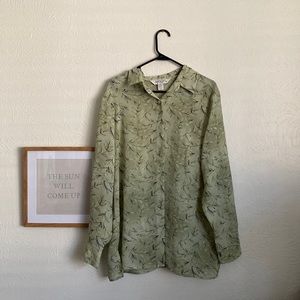 FLASH SALE | LEAVING THIS WEEK! 
VINTAGE | Sage green sheer button up